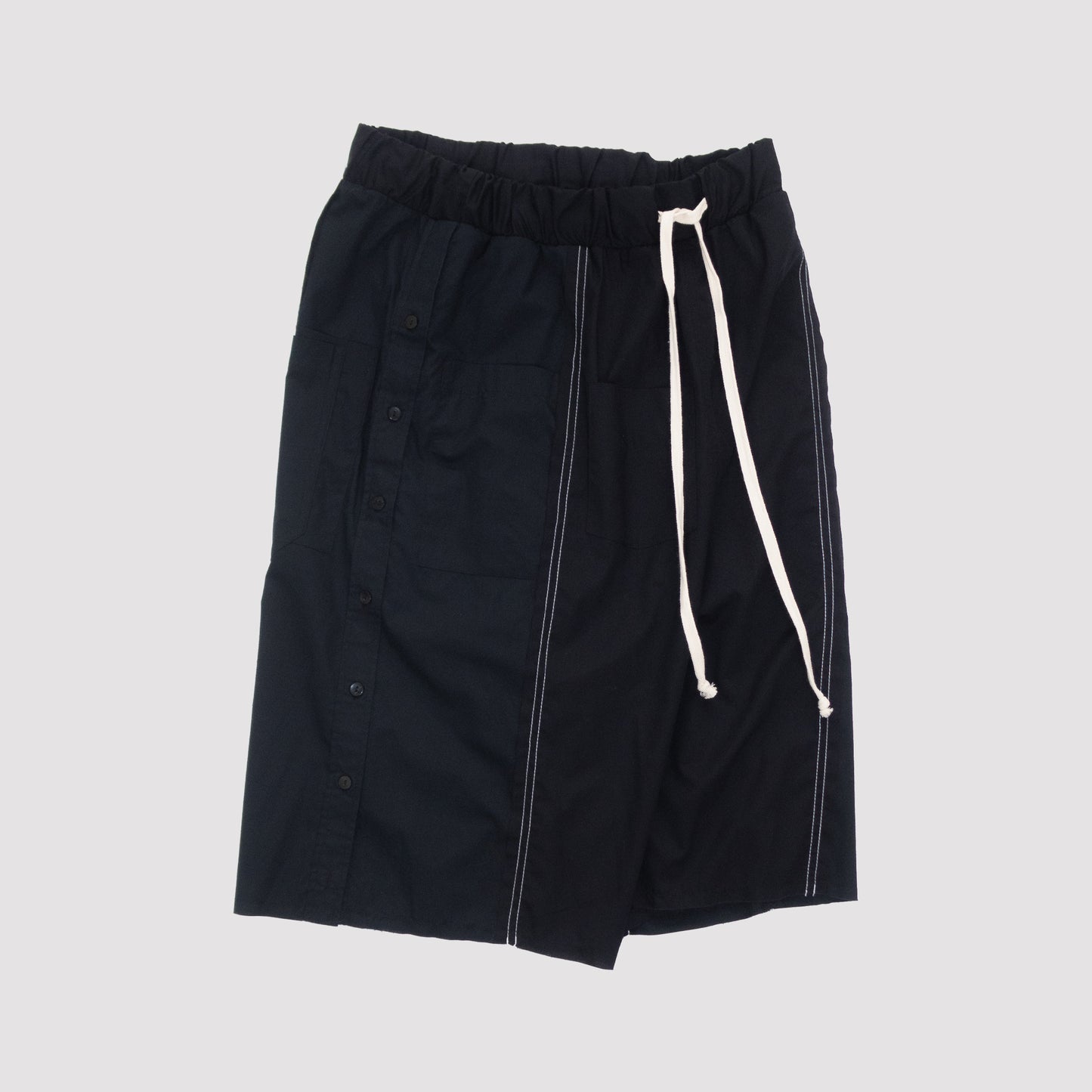 RECONSTRUCTED 1/1 PANELED SHIRT SHORTS 25B2-BLK
