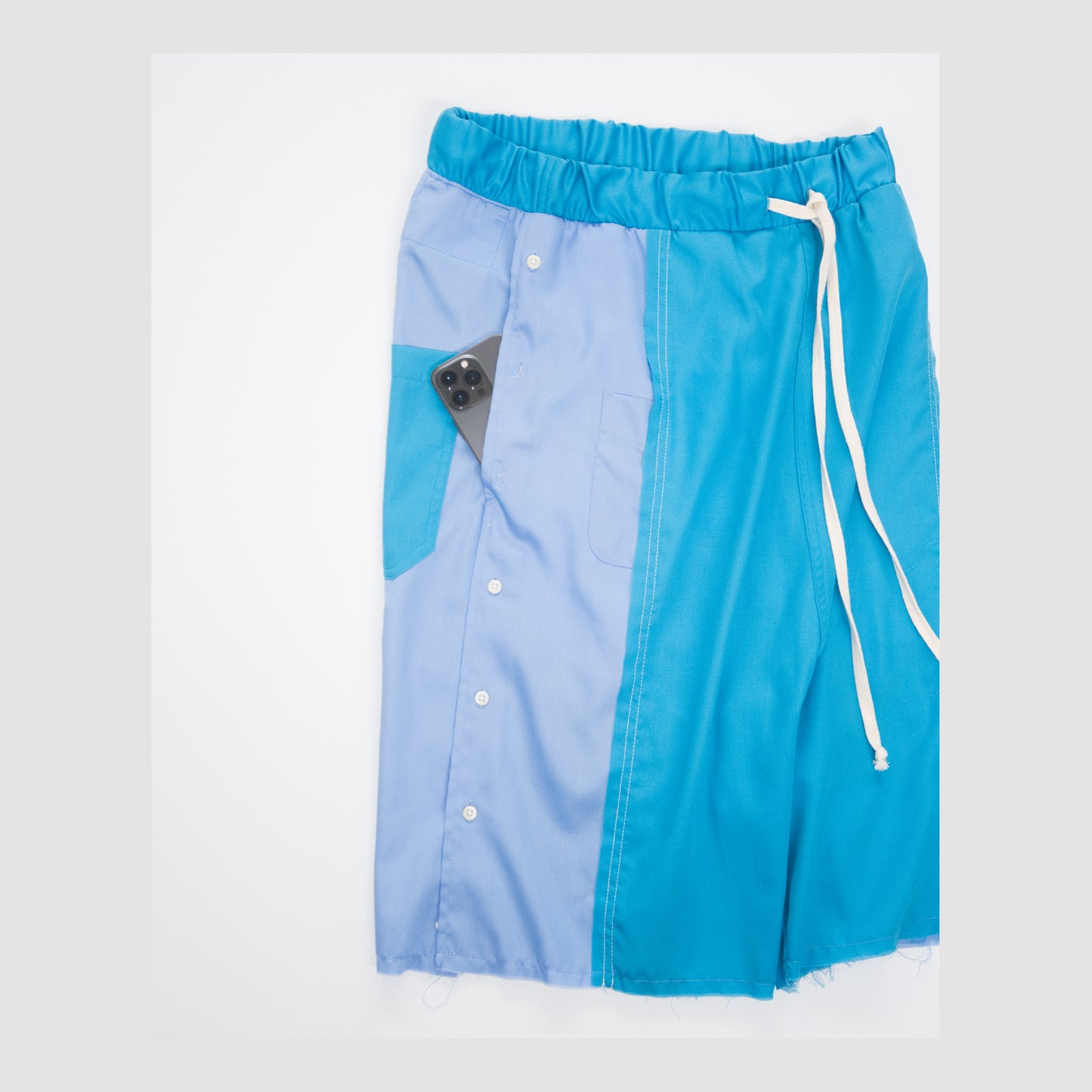 RECONSTRUCTED 1/1 PANELED SHIRT SHORTS 25B1-BLU