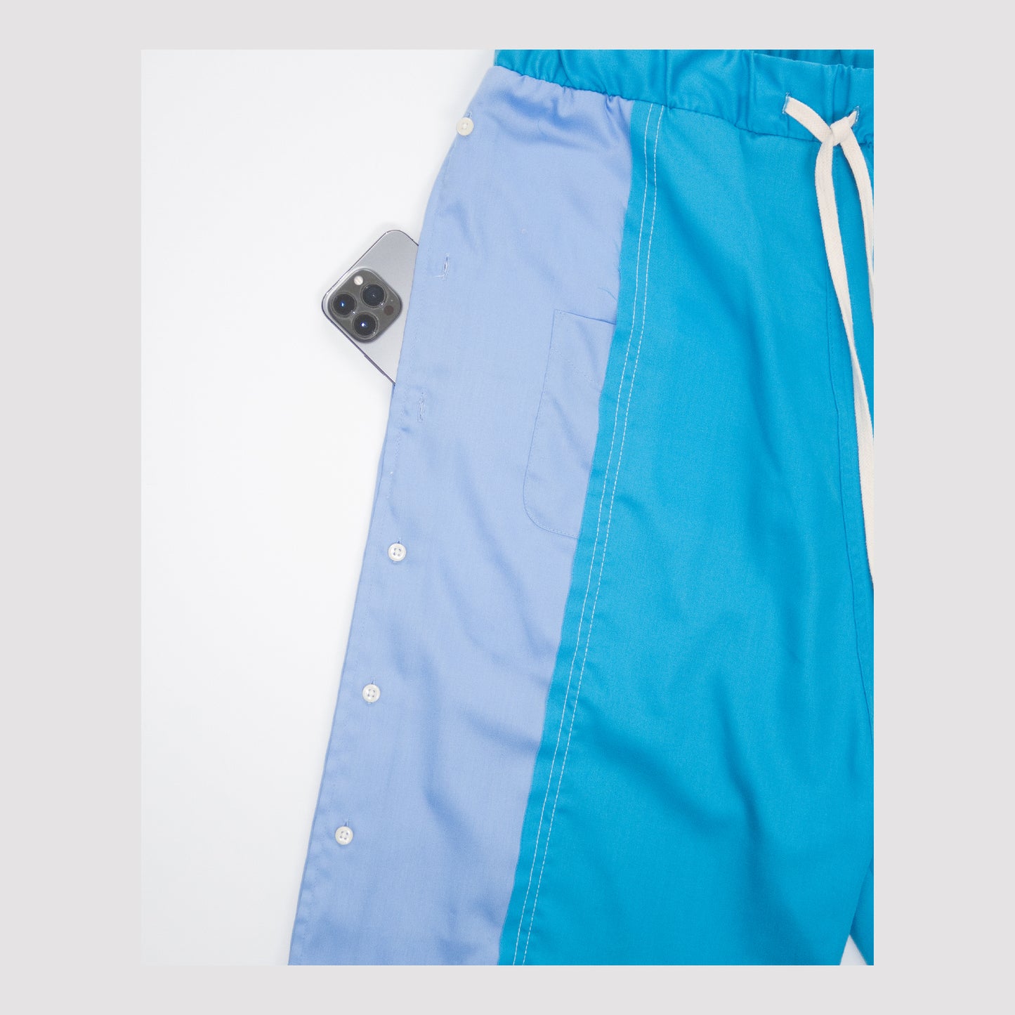 RECONSTRUCTED 1/1 PANELED SHIRT SHORTS 25B1-BLU