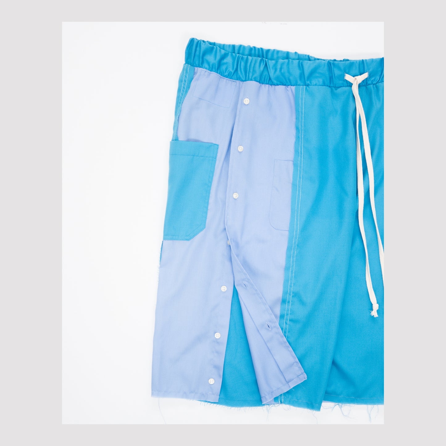 RECONSTRUCTED 1/1 PANELED SHIRT SHORTS 25B1-BLU