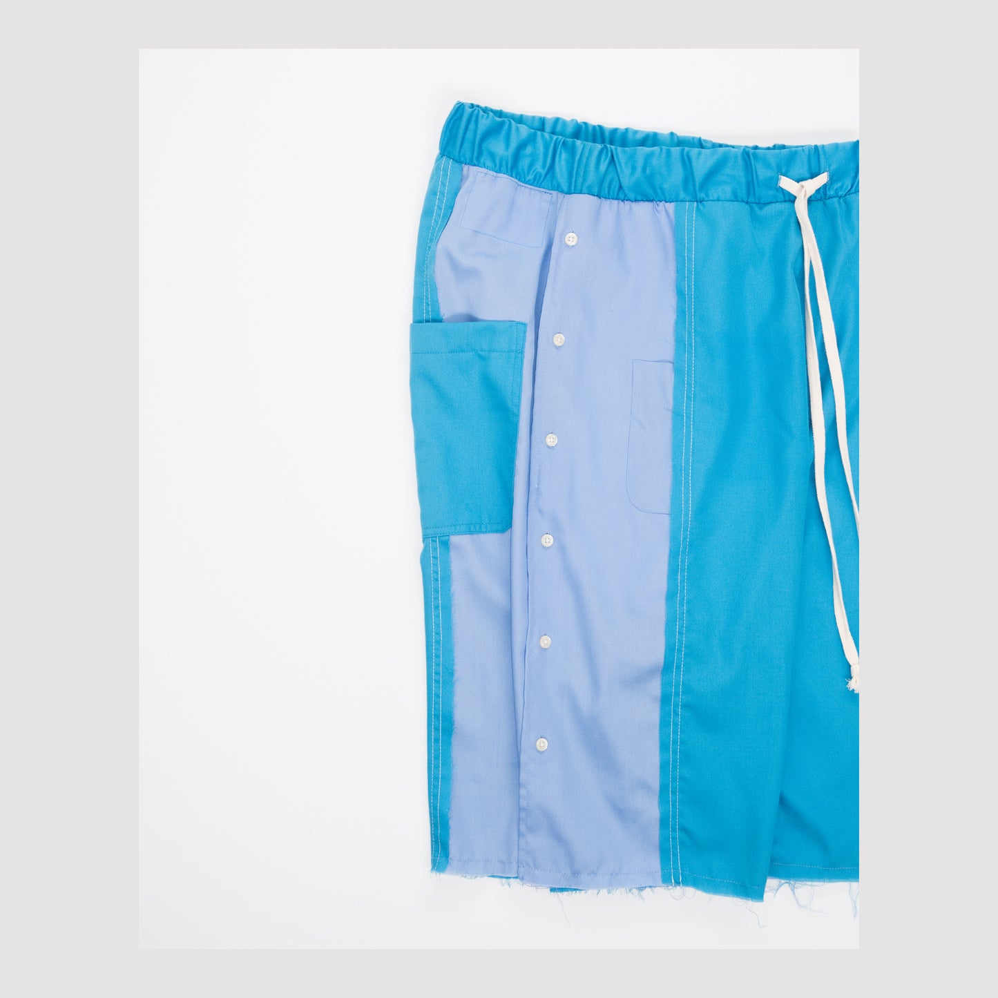 RECONSTRUCTED 1/1 PANELED SHIRT SHORTS 25B1-BLU