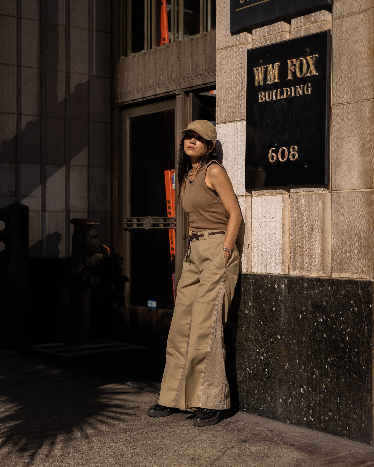RECONSTRUCTED FLAIRED DOUBLE KNEE WORK PANTS
