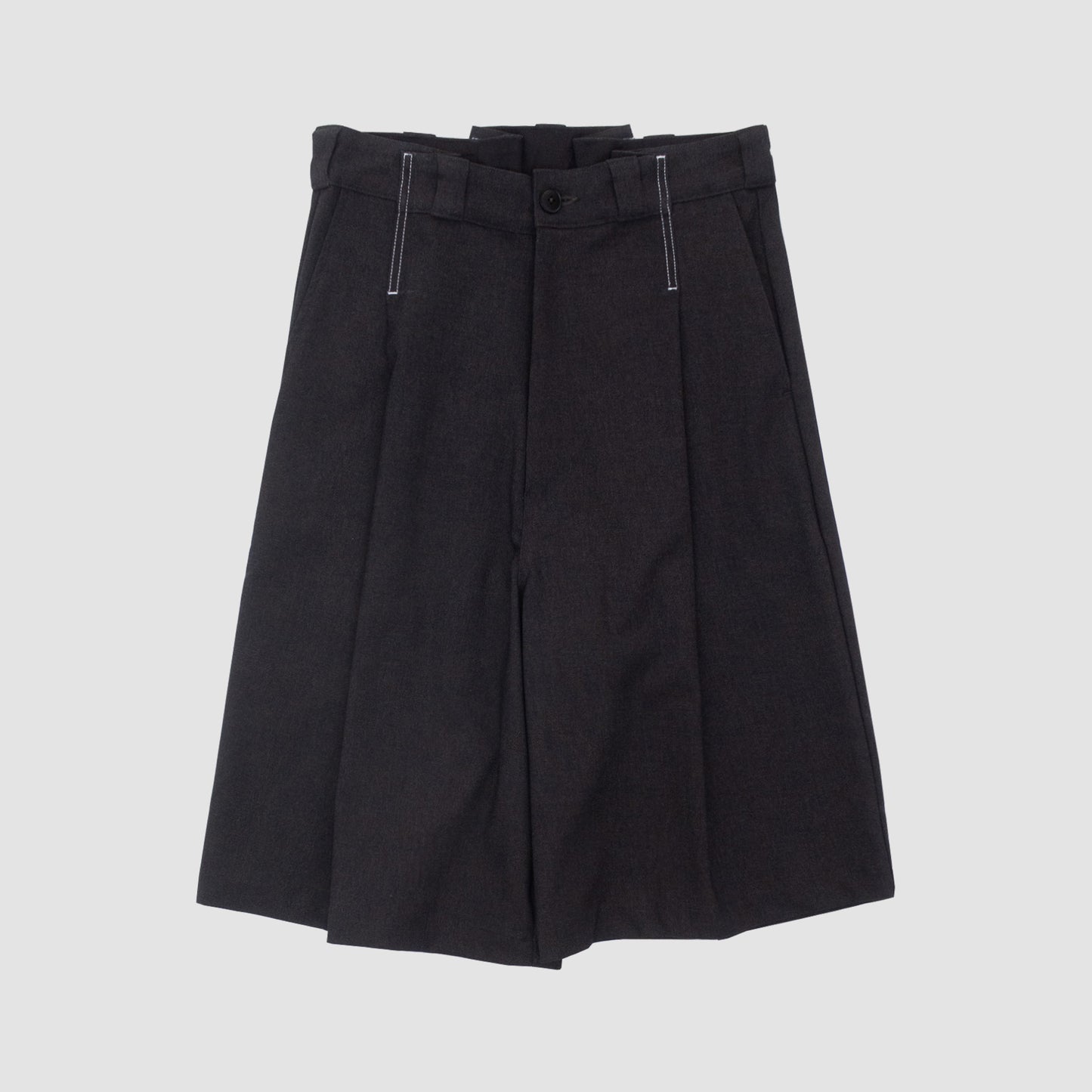 RECONSTRUCTED LOOSE WORK SHORTS DS-CHARCOAL RAYON