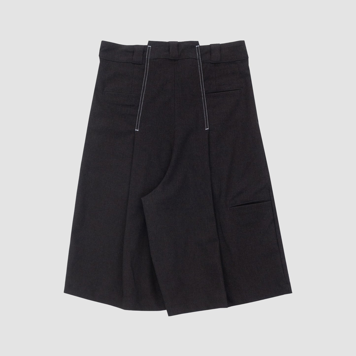 RECONSTRUCTED LOOSE WORK SHORTS DS-CHARCOAL RAYON