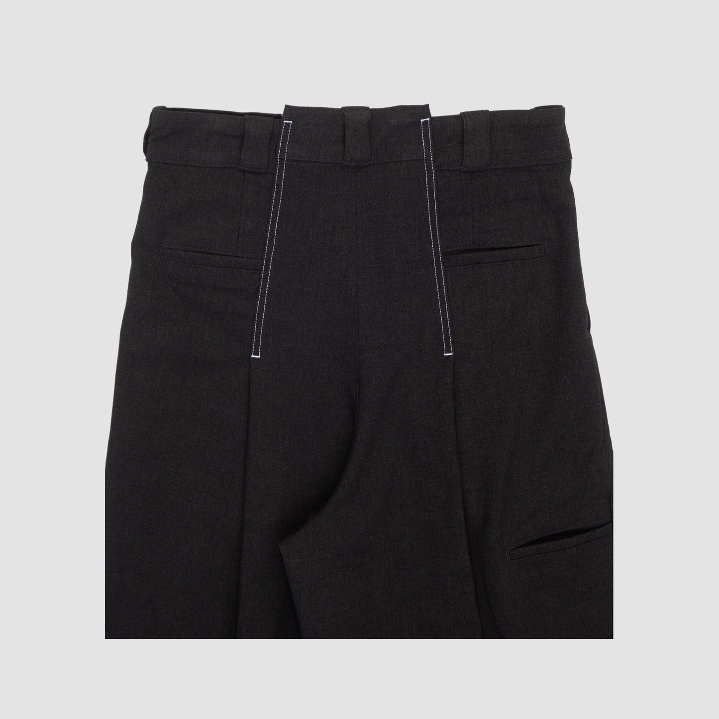 RECONSTRUCTED LOOSE WORK SHORTS DS-CHARCOAL RAYON