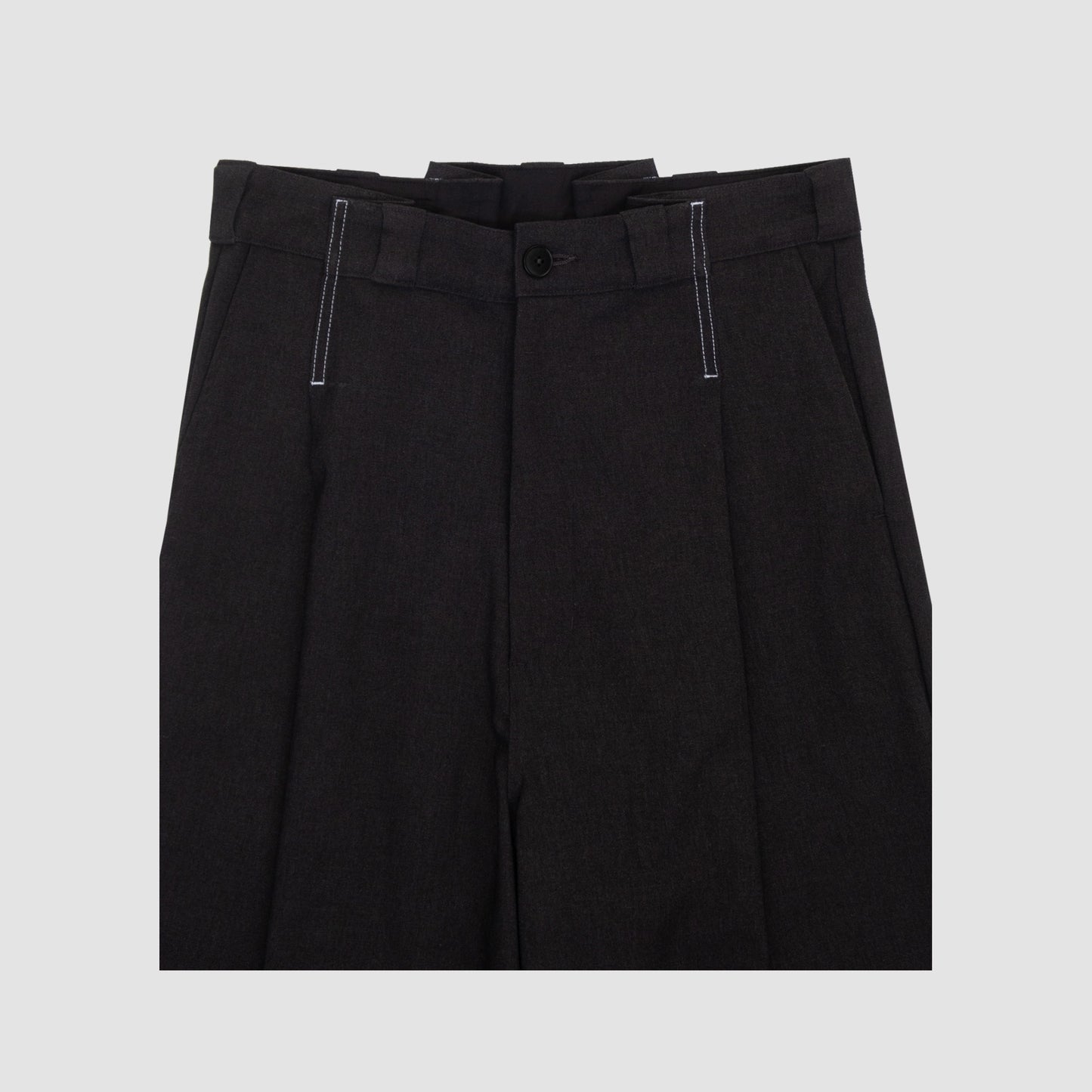 RECONSTRUCTED LOOSE WORK SHORTS DS-CHARCOAL RAYON