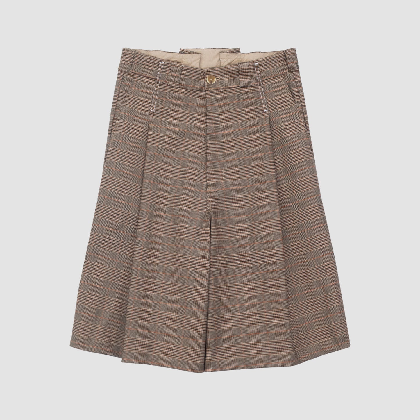 RECONSTRUCTED LOOSE WORK SHORTS DS-PLAID