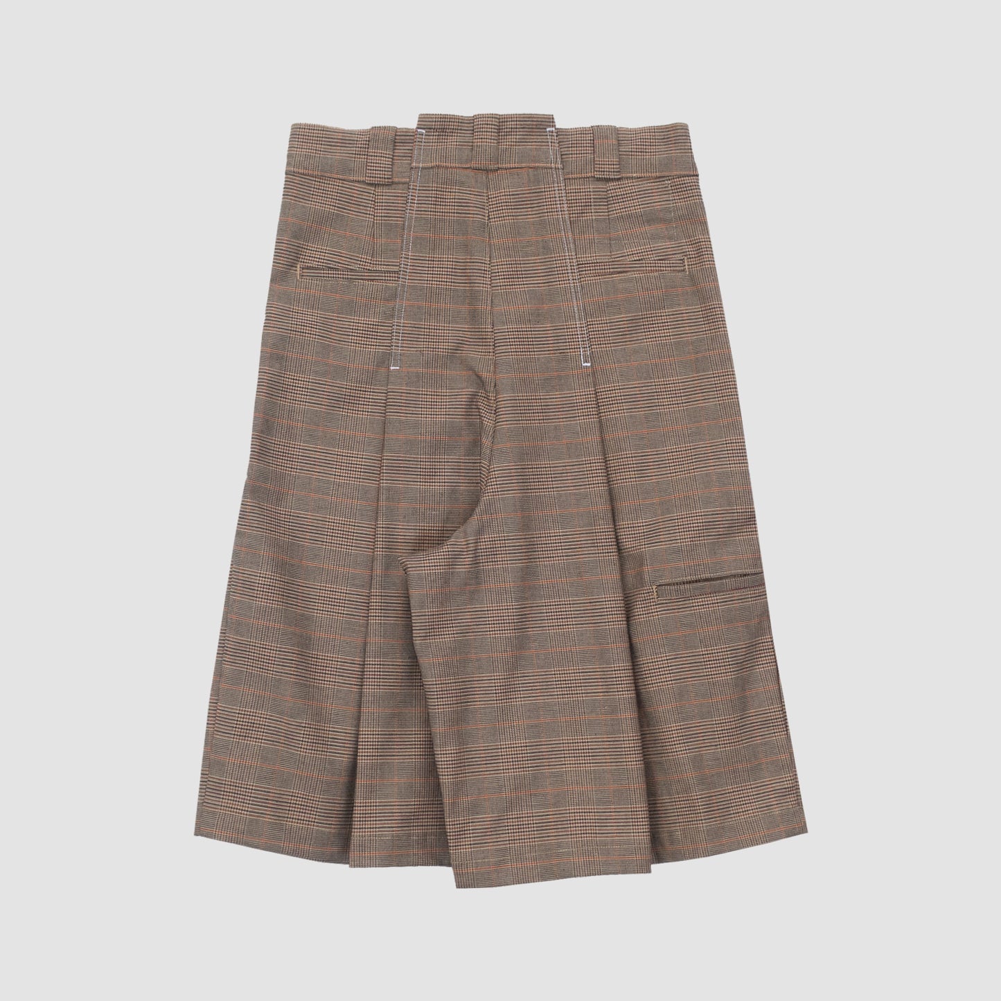 RECONSTRUCTED LOOSE WORK SHORTS DS-PLAID