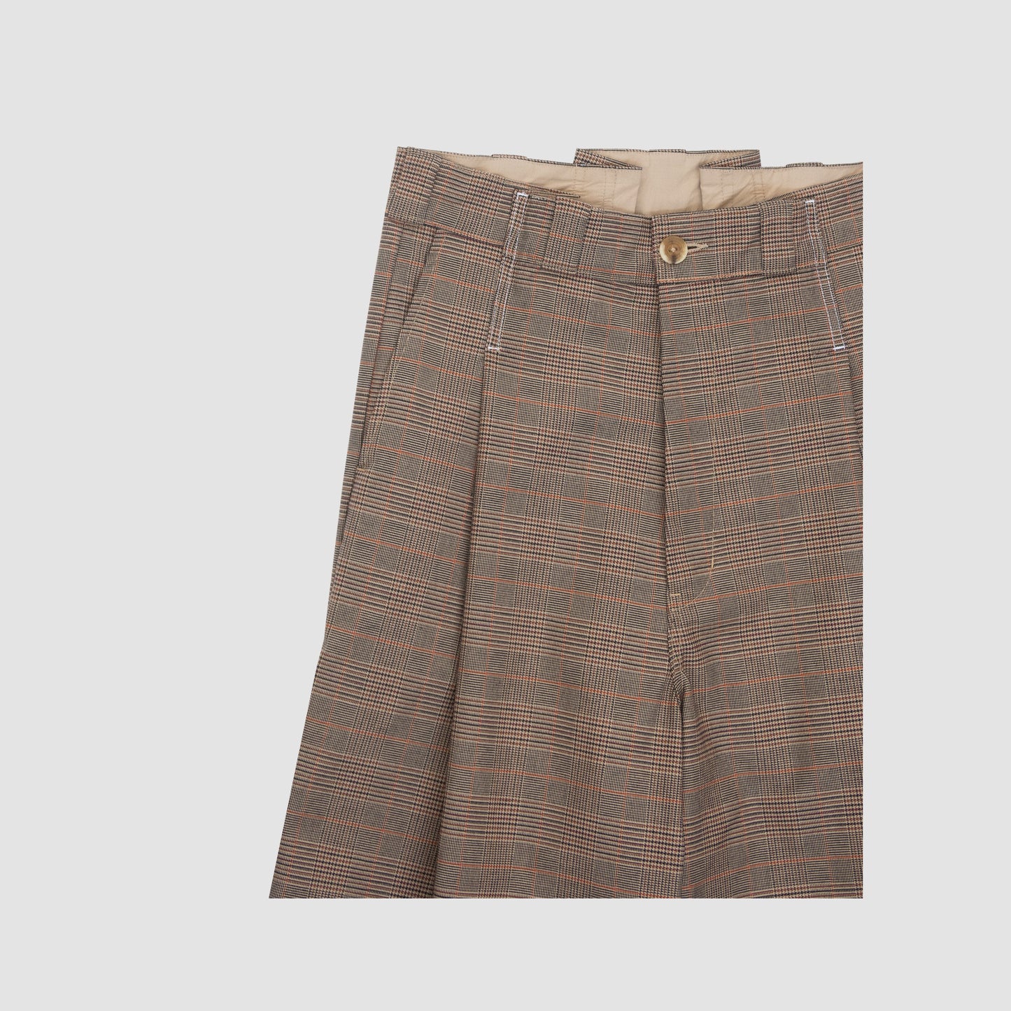 RECONSTRUCTED LOOSE WORK SHORTS DS-PLAID