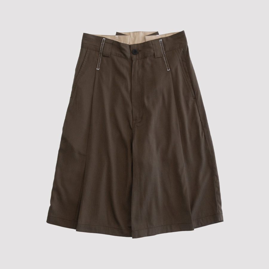 RECONSTRUCTED LOOSE WORK SHORTS DS-GREEN